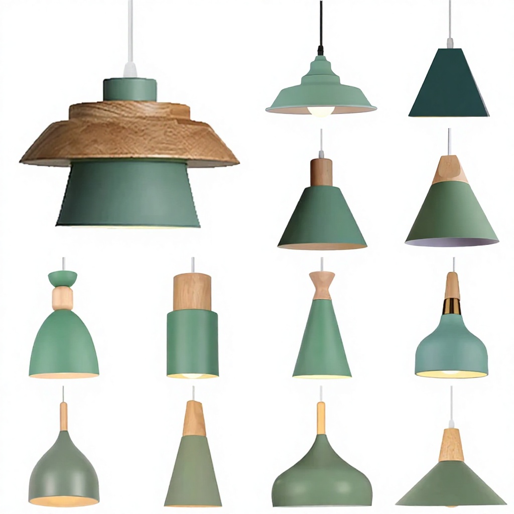 Green moderno Metal LED pendentes nórdico E27 Hanging restaurante bar sala de estar Bedside luminária
