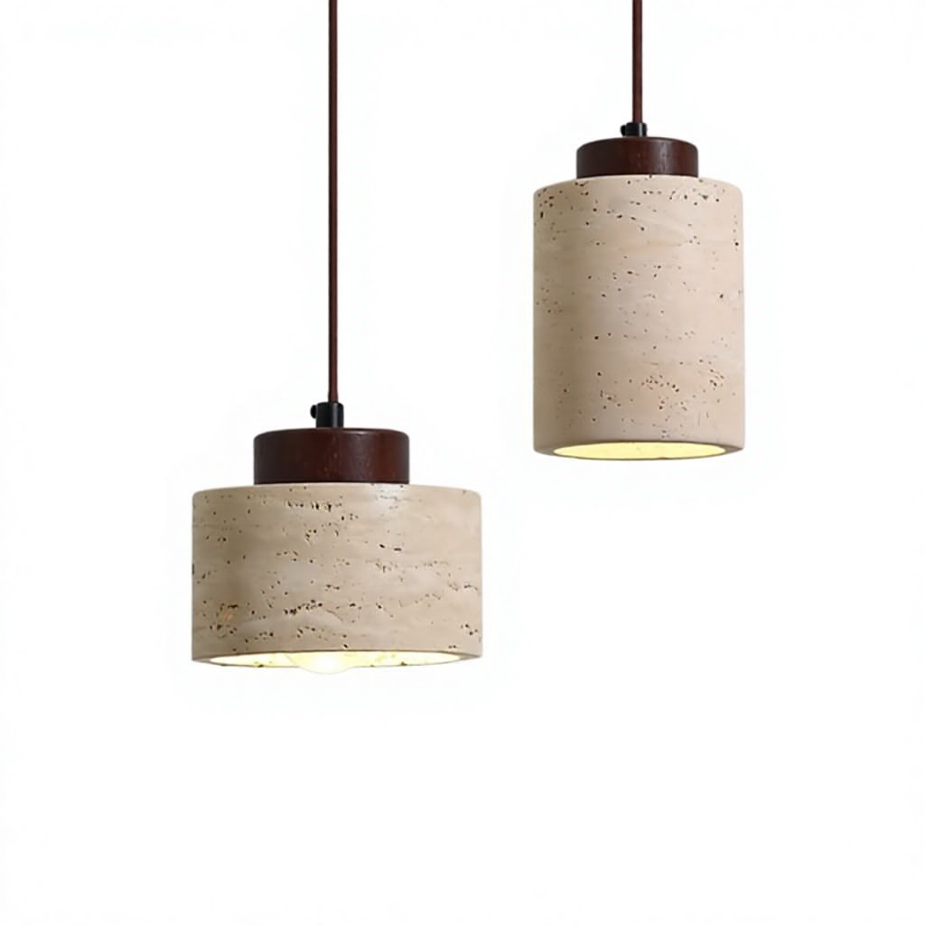 Japanese moderno Designer Wabi-Sabai quarto Bedside iluminação bar Beige Cave Stone lustre Hanging Wire LED lâmpada