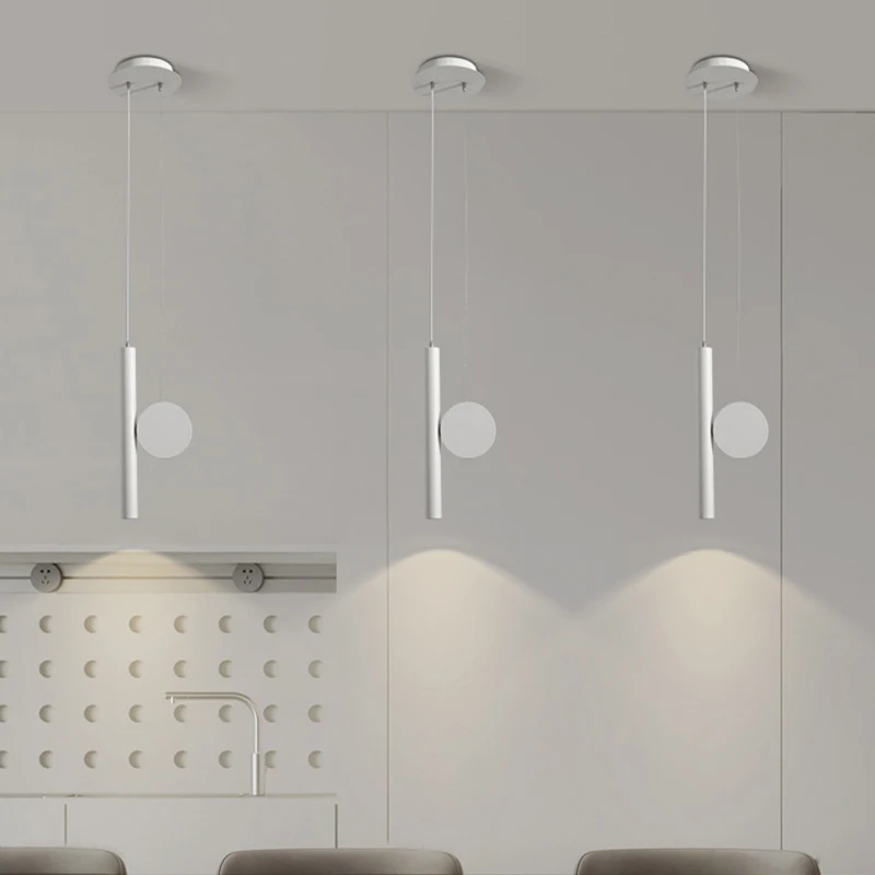 Minimalist Metal Bedside luminária pendente ajustável bar Counter quarto iluminação preto White acabamento Three-cor iluminação