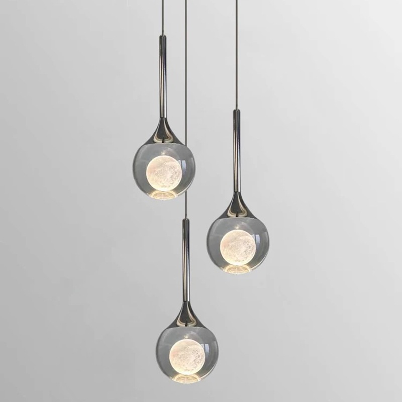 moderno Luxury Metal LED pendente Creative Moon restaurante lâmpada de teto interno Decoration iluminação luminárias Living bar