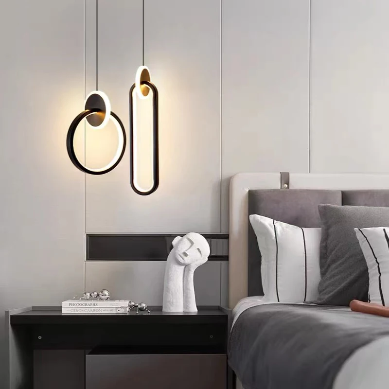 moderno Minimalist Metal LED pendente dourado preto acabamento para quarto sala de jantar & Bedside Reading