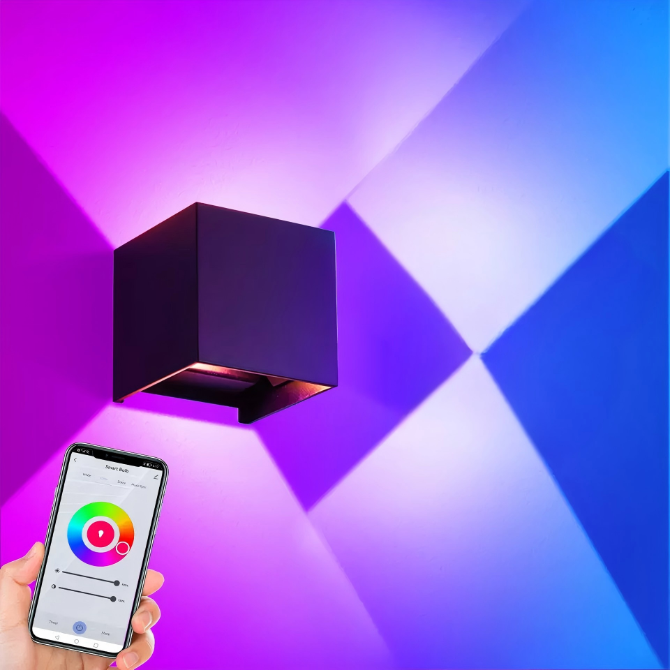 Tuya alumínio LED externo Wall luminária inteligente RGBCW varanda luminárias IP65 à prova d'água para área interna externo Decor Works com Alexa&Google