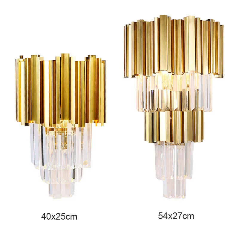 moderno ferro Gold Luxury cristal luminária de parede LED luminária E14 lâmpadas para quarto sala de estar Study iluminação residencial