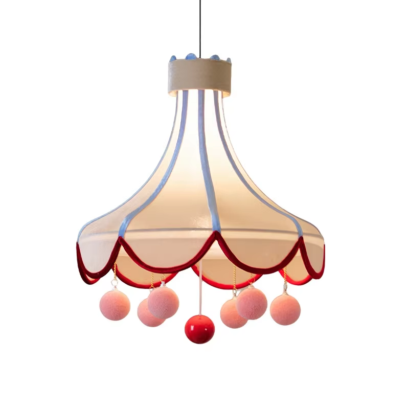 Circus French retrô ferro lustre Fabric Art LED luminária Three-cor dimerização Full-Spectrum Eye-Care para quarto Children's Room