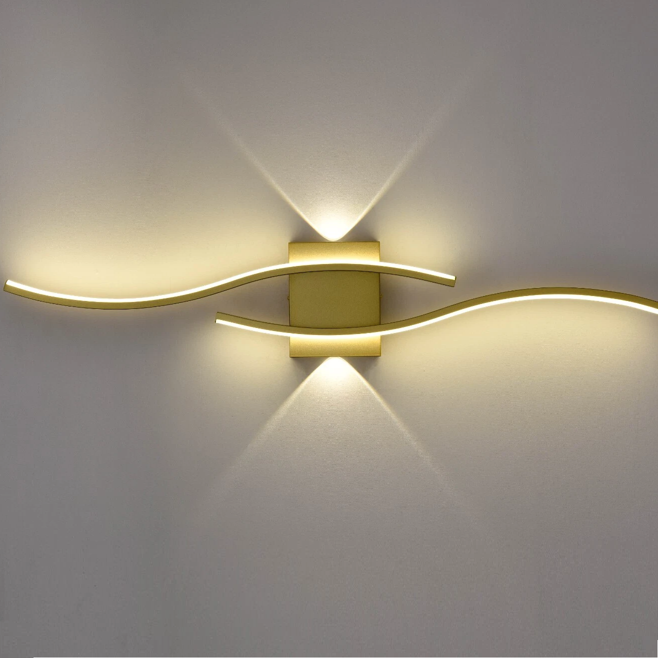 moderno Gold Creative Wave Strip Led Wall luminária industrial arandela