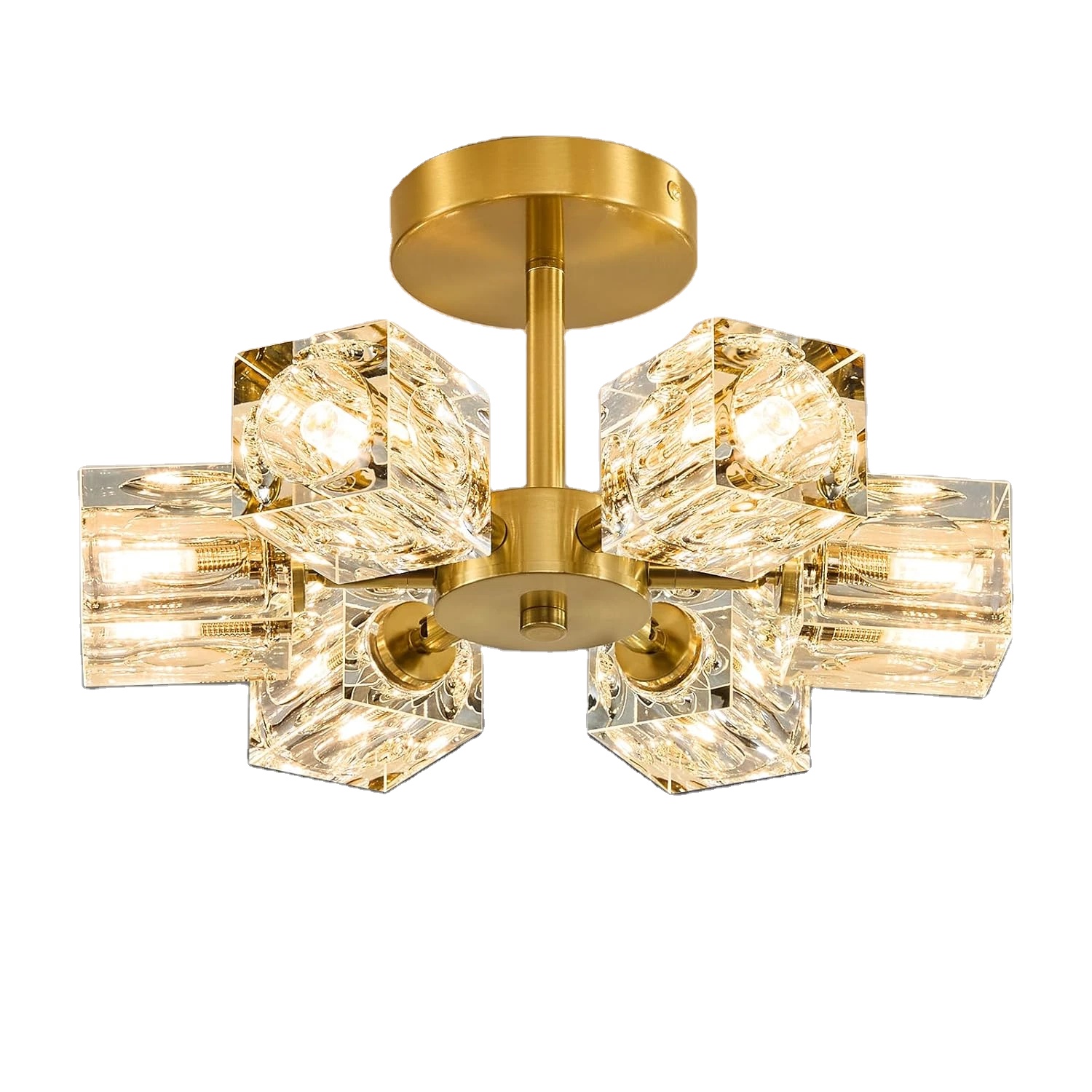 moderno Gold 6-luminária Sputnik luminária de teto luminária - Brushed Brass Flushmount