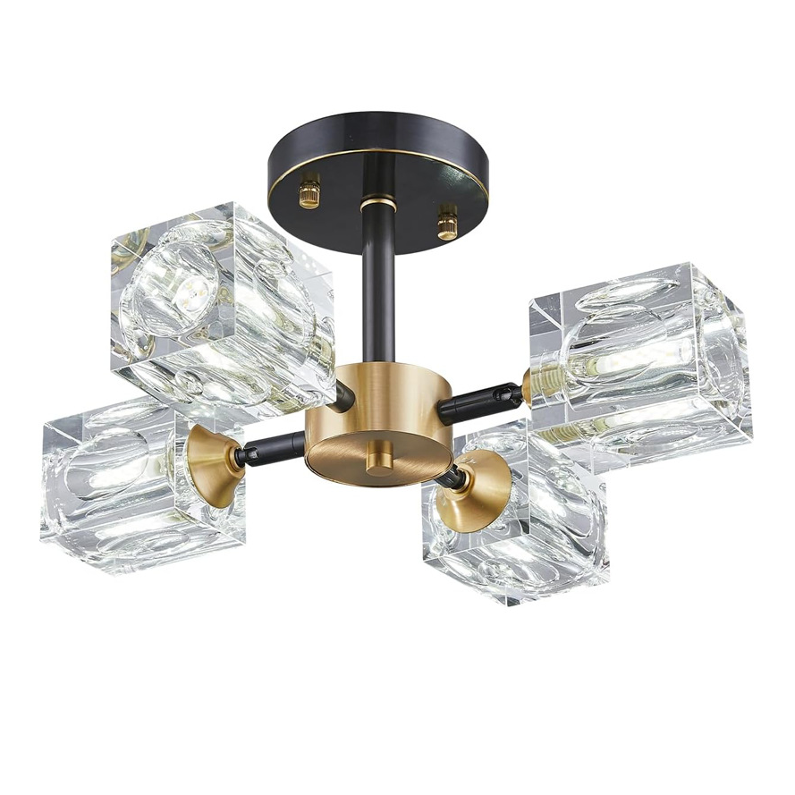 moderno Gold 4-luminária Sputnik luminária de teto luminária - preto Flushmount