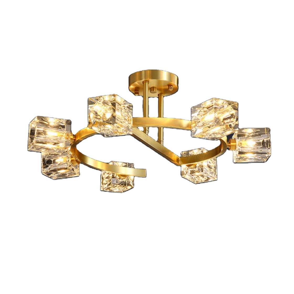 moderno 7-luminária Sputnik teto luminária Gold cristal lustre