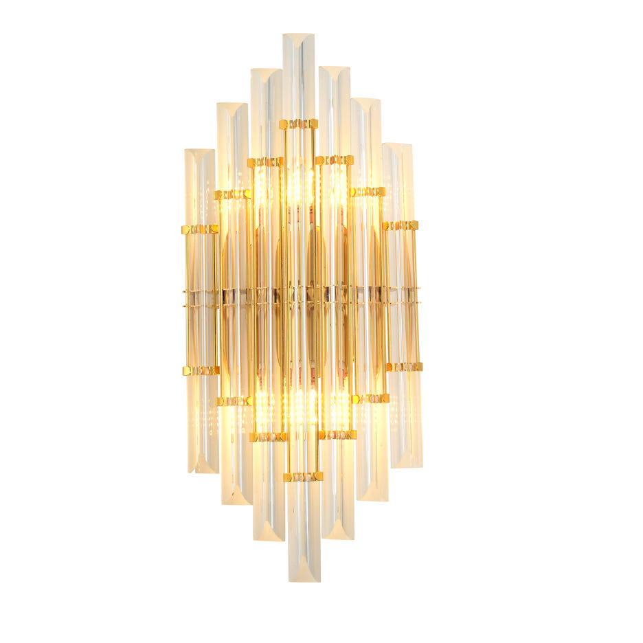 moderno Gold Wall Sconces cristal arandela 2-luminária Wall luminária