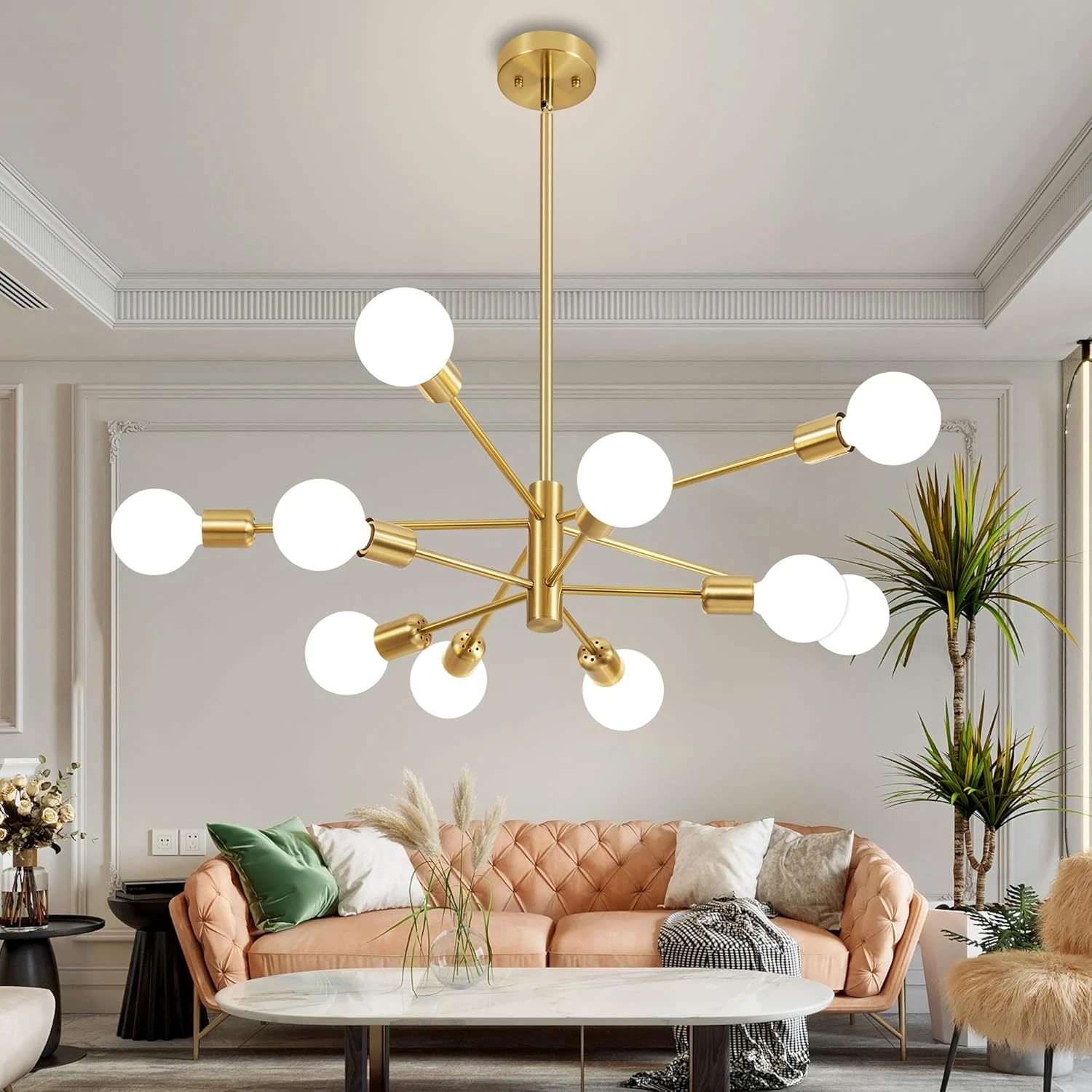moderno Gold Sputnik lustre 10-luminária teto luminária para casa Decor