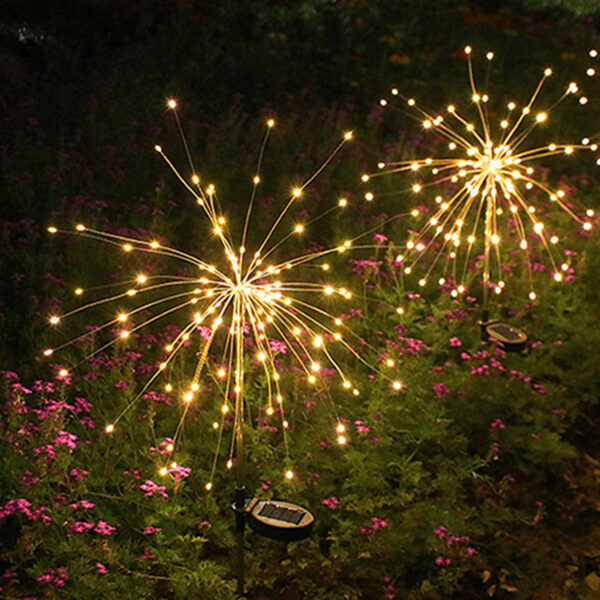 Solar Firework luminária de jardim IP44 à prova d'água LED Dandelion Stake para Patio, Lawn & Christmas Decor