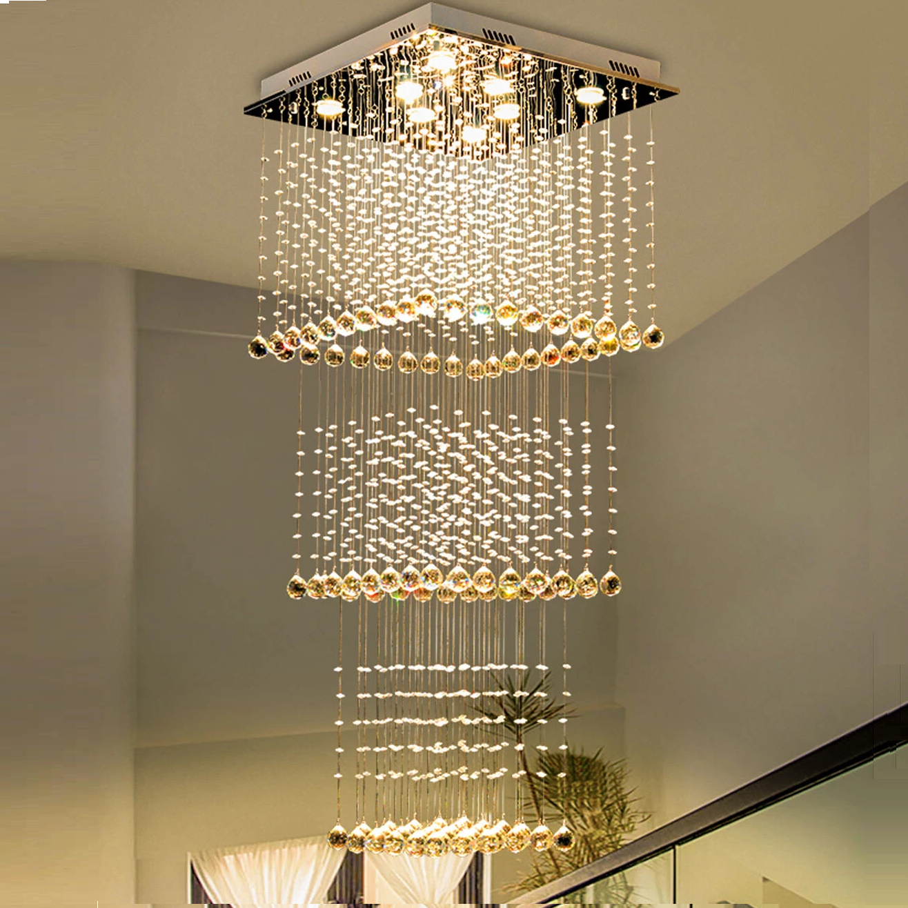 K9 Luxury cristal luminária pendente teto iluminação lustre gota Lobby