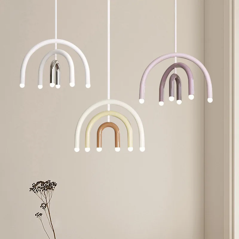 Italy Designer alumínio Rainbow U-shaped LED Energy Saving Minimalist lustre pendente para Children's Room sala de estar