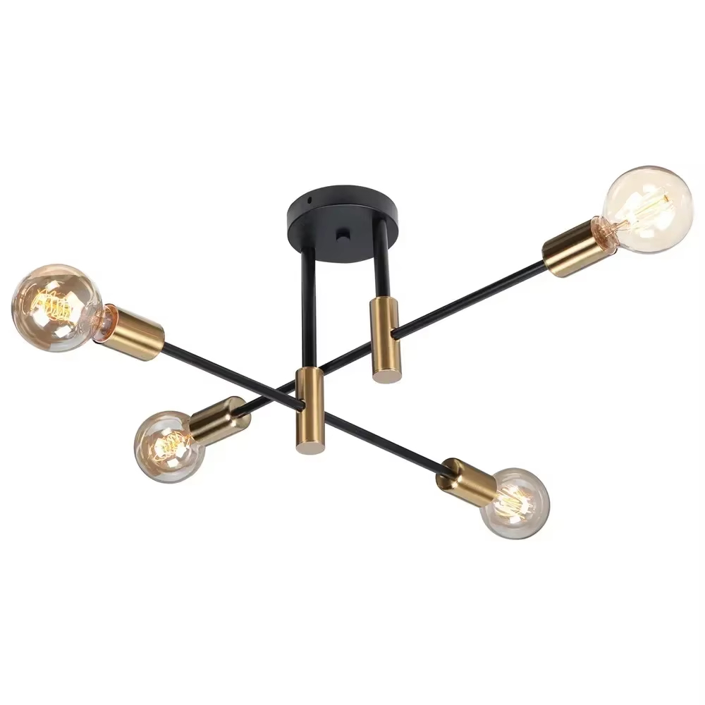 moderno nórdico Branch teto lustre preto/Glod E27 Minimalism sala de estar Shop iluminação E27 ferro interno Line luminária pendente