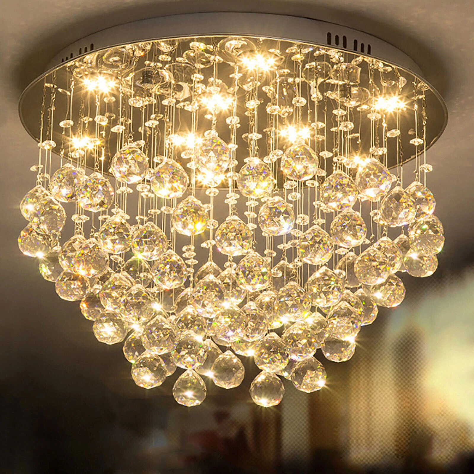 lustre luminária K9 cristal Flush moderno teto pendente Spiral lâmpada com lâmpadas