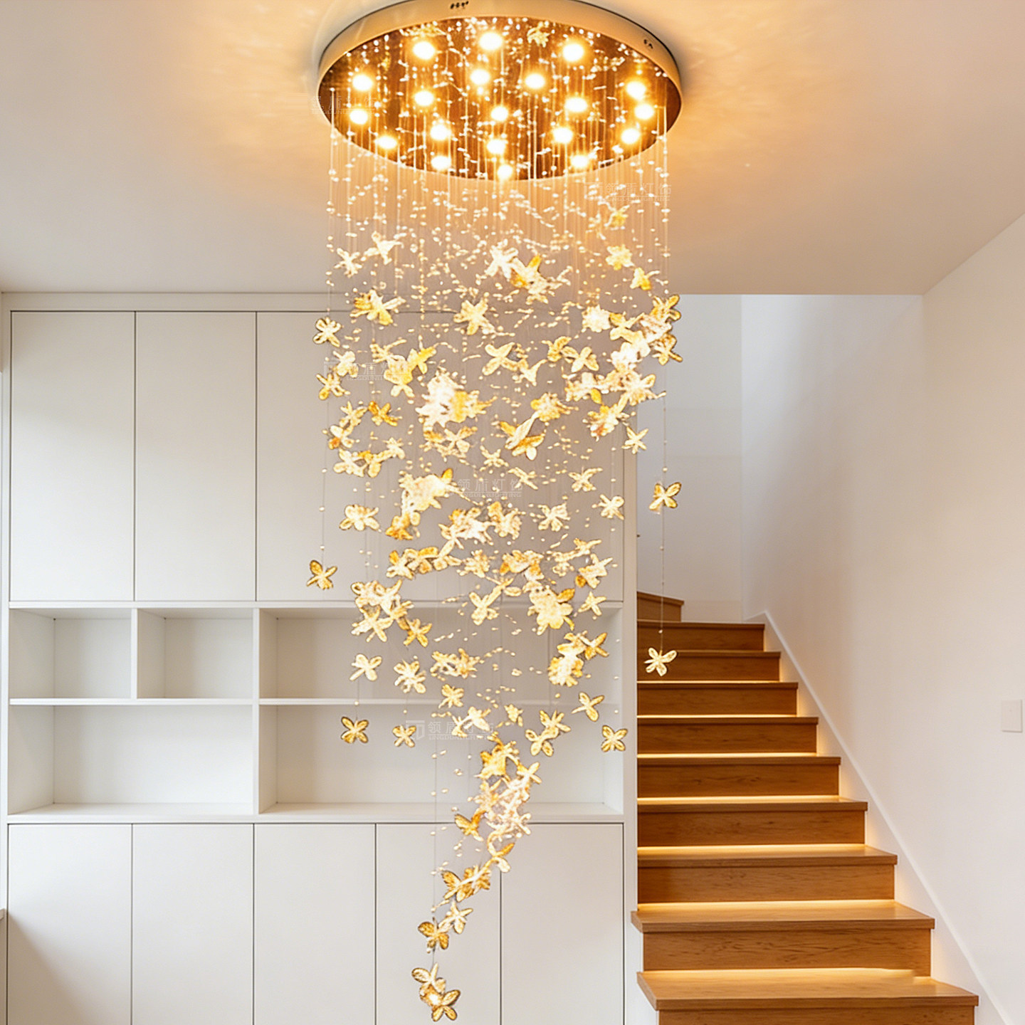 LED TOP Luxury Branch cristal lustre Villa Duplex Stair pendente lâmpada