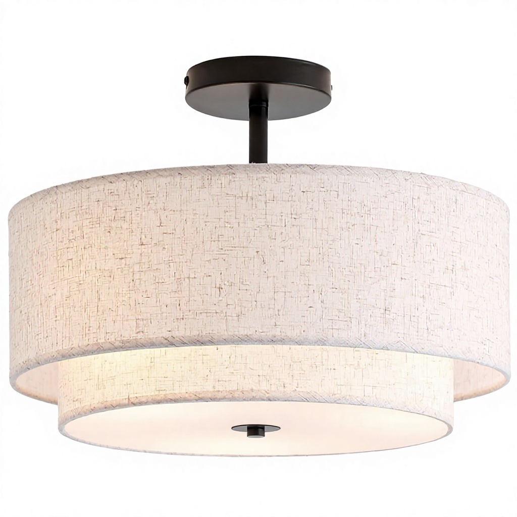 Export-quality American estilo ferro lustre Fabric Cover Surface Mounted luminária de teto para Entryways Living Rooms Dining Rooms