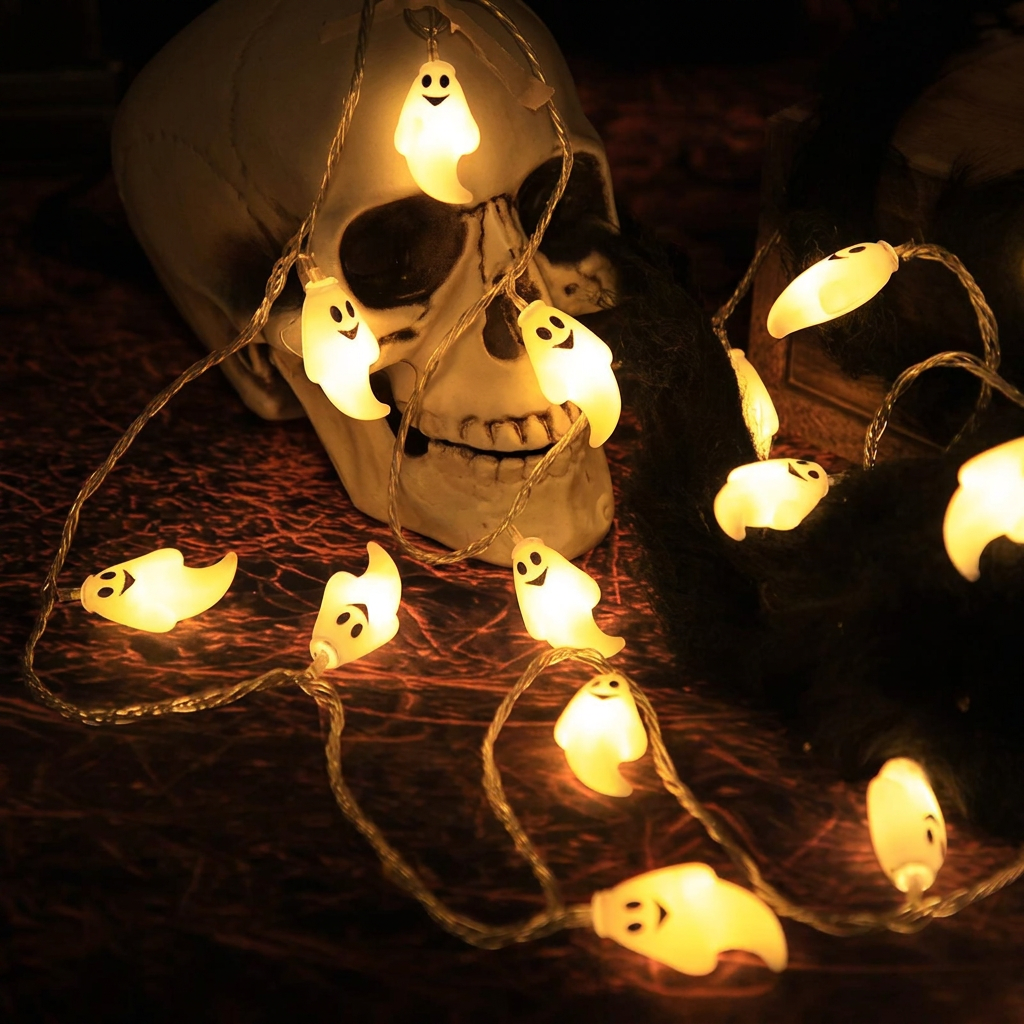 LED Halloween Ghost String luminárias Flashing Warm White Novelty Party Decoration para área externa interno Holiday Decor