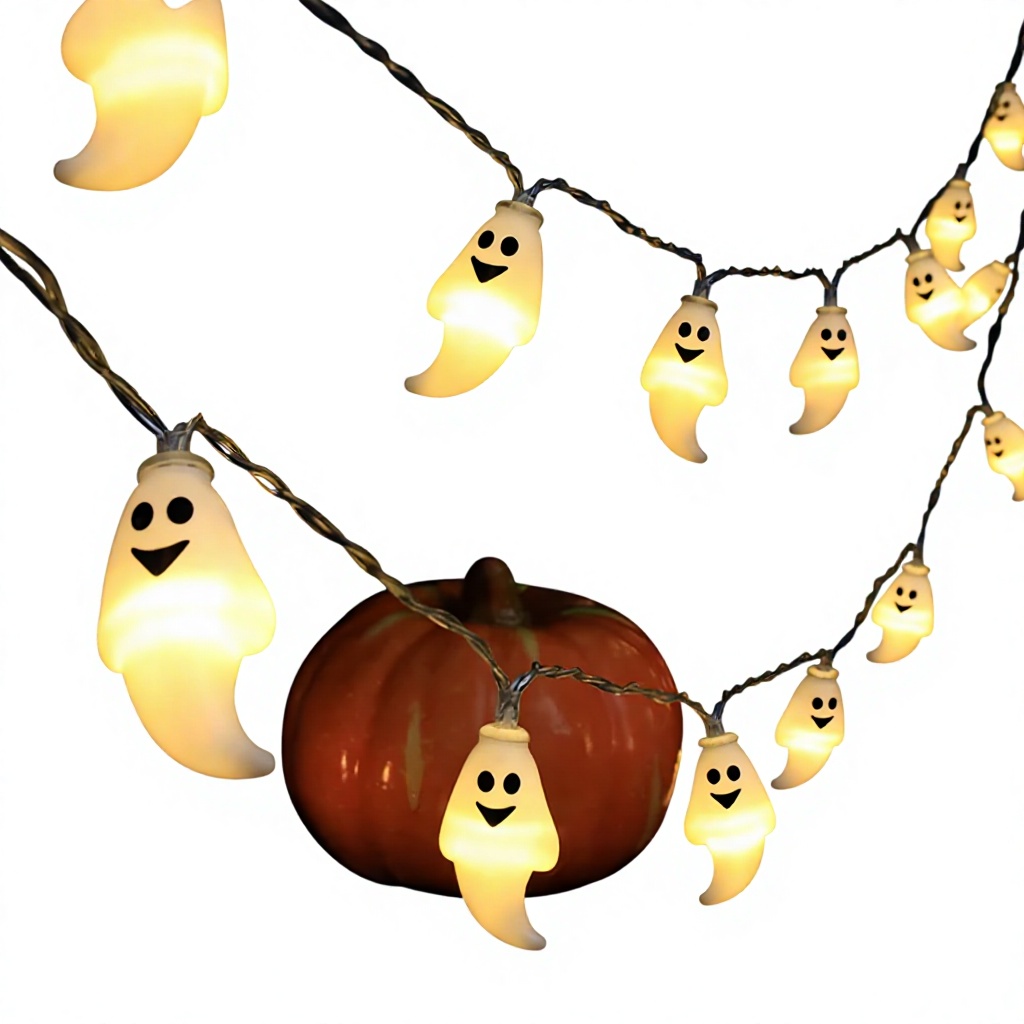 Warm White Ghost String luminárias Cute 3D LED Fairy luminária Decor Battery Operated para Halloween Party