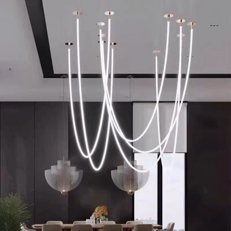 Creative DIY flexível Silicone LED luminária pendente luminária linear para bar cozinha sala de estar Home Decor Minimalist Hanging luminária