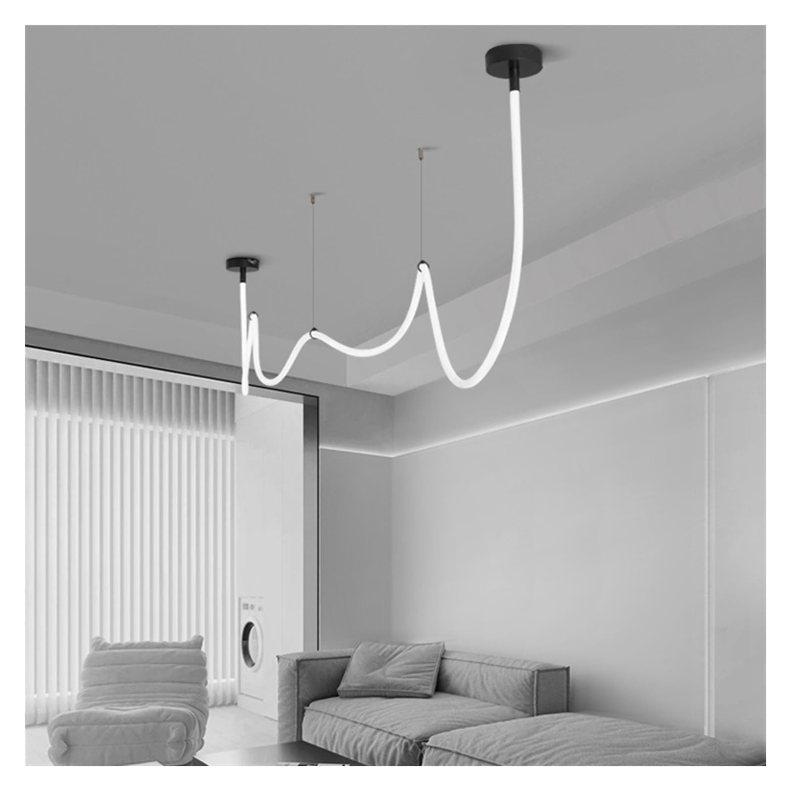 flexível Silicone LED pendente preto dourado acabamento moderno linear lustre Bendable Strip Hanging lâmpada para Studio