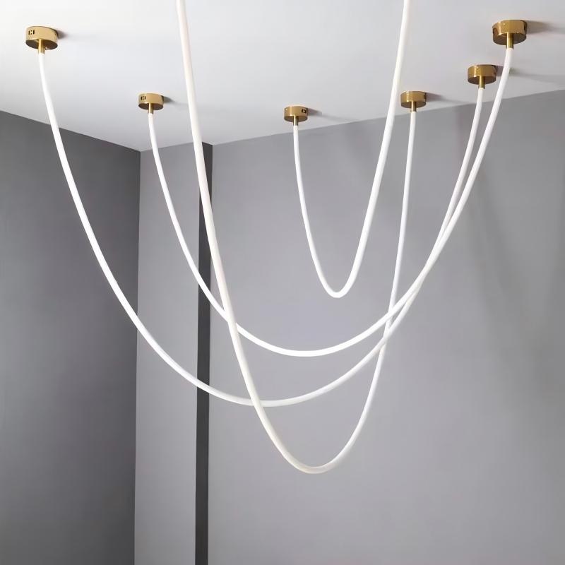 flexível Silicone Strip LED Hanging lâmpada para sala de jantar moderno Creative lustre Minimalist luminária linear Interior Decor