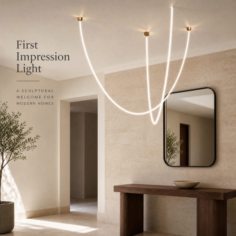 moderno Minimalist LED linear pendente flexível Silicone lustre Hanging lâmpada para sala de estar Dining Area escritório