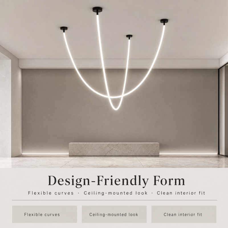 flexível Silicone LED pendente moderno Minimalist linear Hanging lâmpada lustre para Dining Area iluminação residencial