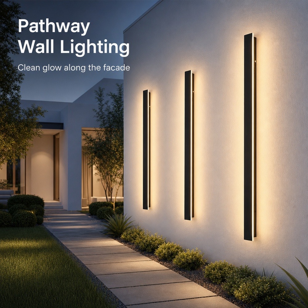 moderno LED Wall luminária externo à prova d'água IP65 Long Strip Sconce Garden Villa varanda Exterior Wall Mounted luminária de parede 85-265V