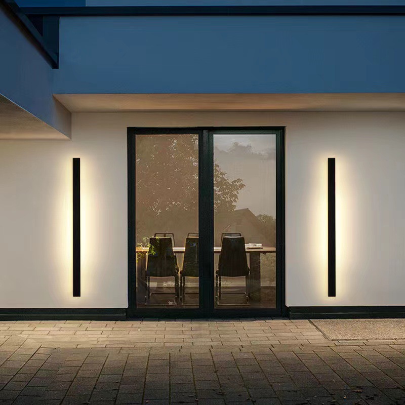 Minimalist externo LED luminária de parede à prova d'água Long Strip Sconce para Villa Courtyard Entryway moderno Garden Exterior Wall luminária