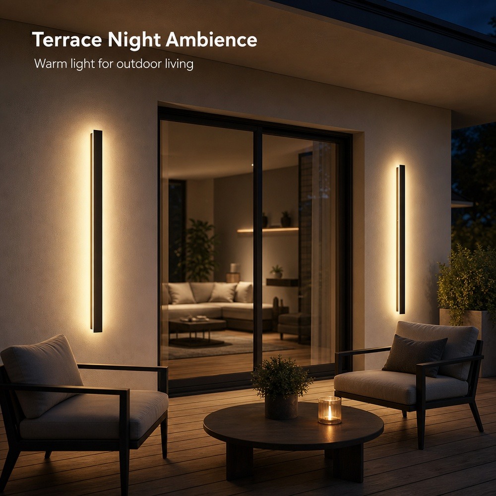 à prova d'água externo LED arandela moderno linear Long luminária em fita para Garden Villa varanda Balcony Exterior Wall Mounted lâmpada