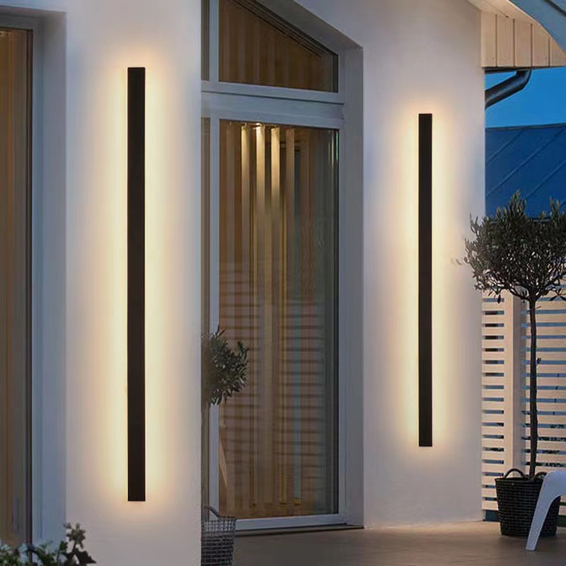 alumínio moderno externo LED arandela à prova d'água Long luminária em fita para Garden Villa varanda Exterior Wall Mounted luminária de parede