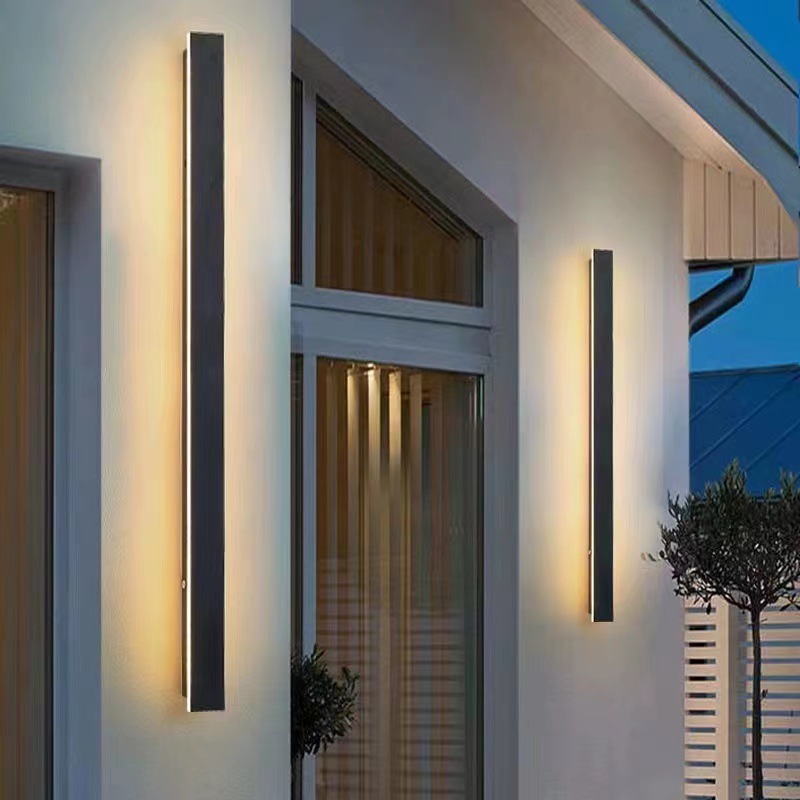moderno LED linear arandela à prova d'água externo Long luminária em fita Villa Courtyard Entryway Garden Exterior Wall Mounted lâmpada