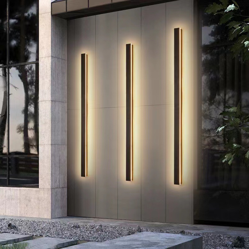 Outdoor LED Wall Lamp Waterproof Modern Linear Long Strip Sconce IP65 Exterior Garden Porch Villa Wall Mounted Wall Light