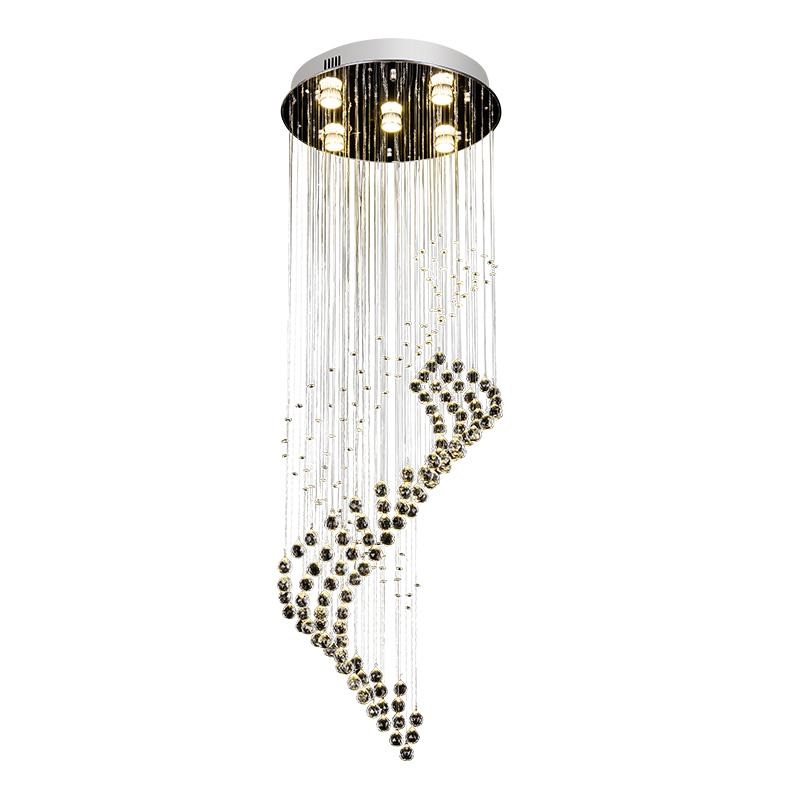 moderno Luxury cristal Spiral lustre LED cristal Long Staircase Chandeliers Stair luminárias luminária