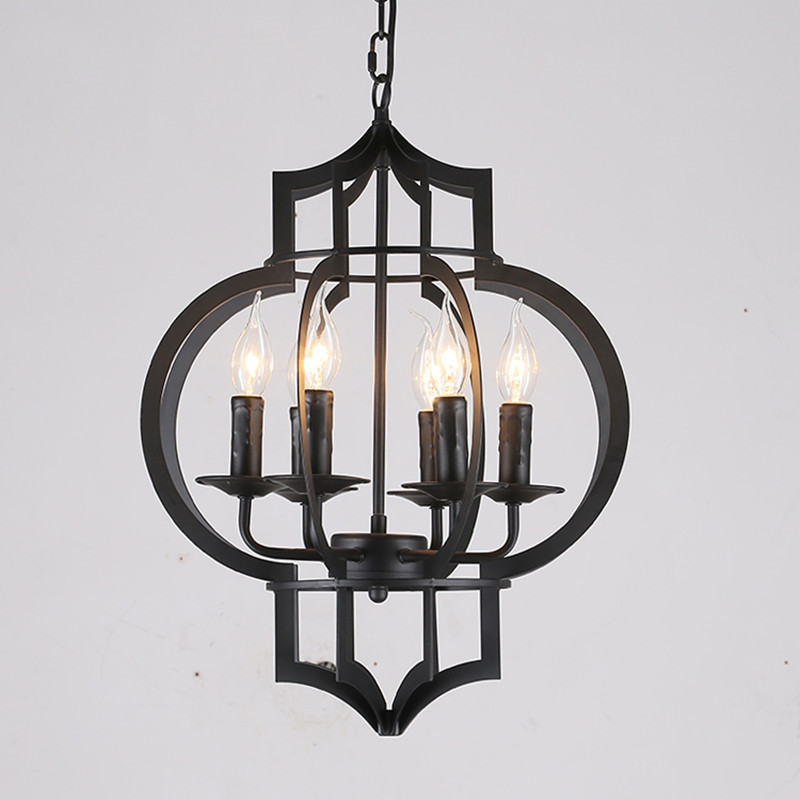 atacado preto Wrought ferro industrial Chandeliers Antique pendente