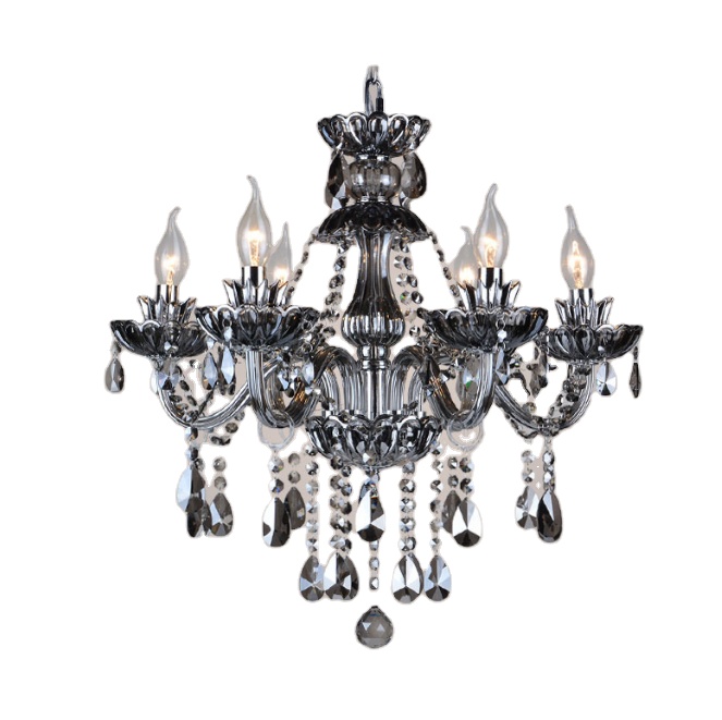 European 6 lâmpadas Smoke Gray cristal lustre pendente