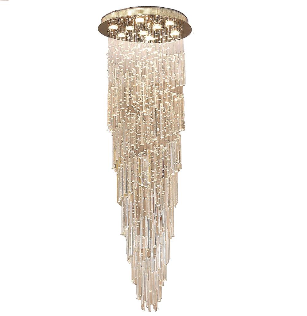 9 GU10 lâmpadas necessárias H71 W24" moderno K9 cristal gota lustre