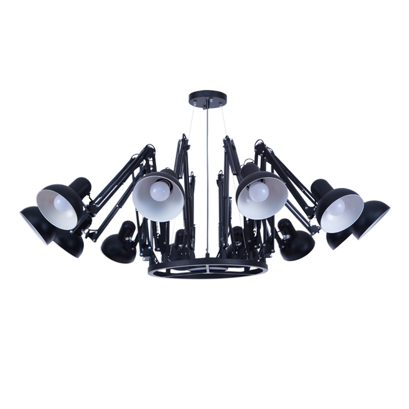 Contemporary retrô preto ferro 16 Arms Decorative hotel Project bar Saloon Home 3 Years Spider luminária industrial Chandeliers