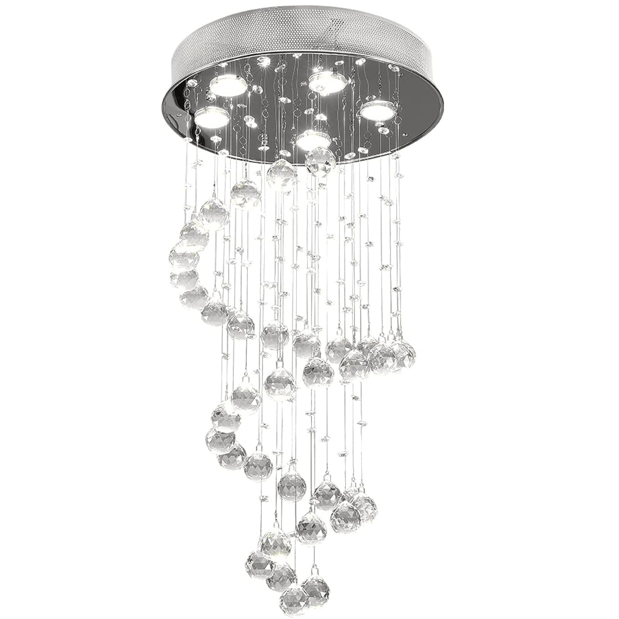 LED moderno cristal bola Spiral Rain Drop teto luminária lustre
