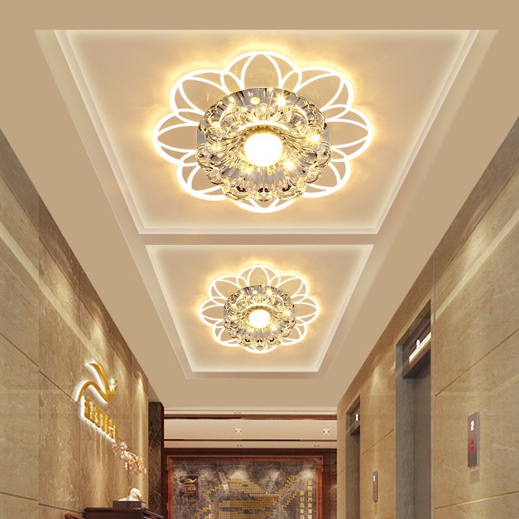 embutir luminária de teto lâmpada de teto dimerizável LED moderno Roundness Glass Shade K9 cristal Bead teto embutir Polished Ch