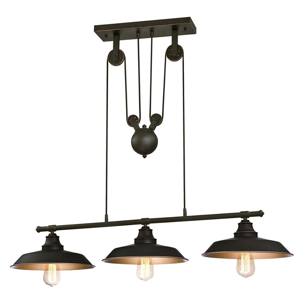 SHINETIME iluminação 6332500 ferro Hill Three-luminária interno Island Pulley pendente