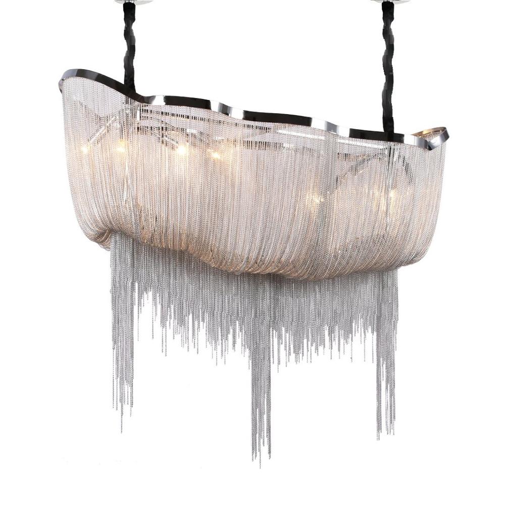 moderno Contemporary lustre 8 luminárias alumínio corrente Island pendente teto luminária