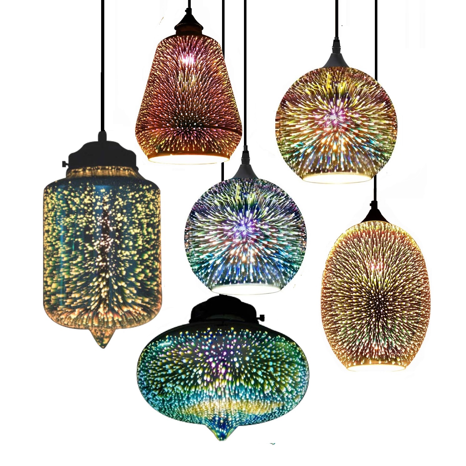 moderno Glass lustre 3D Colorful nórdico Starry Sky luminária de teto Hanging Glass Shade luminária pendente luminárias