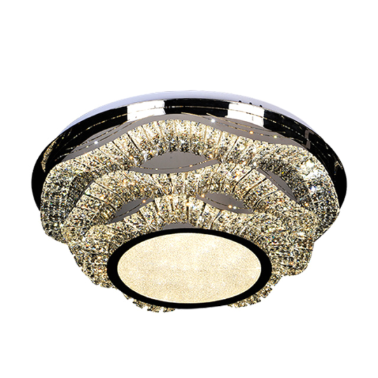 moderno redondo LED Stainless Steel Wave K9 cristal luminária de teto lustre