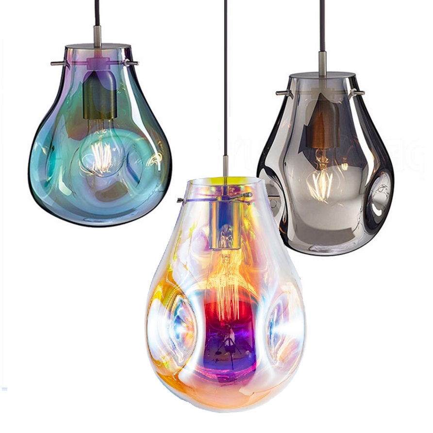 Colorful Contemporary Lavva Irregular Shape Chic Glass Island pendente Hanging teto iluminação