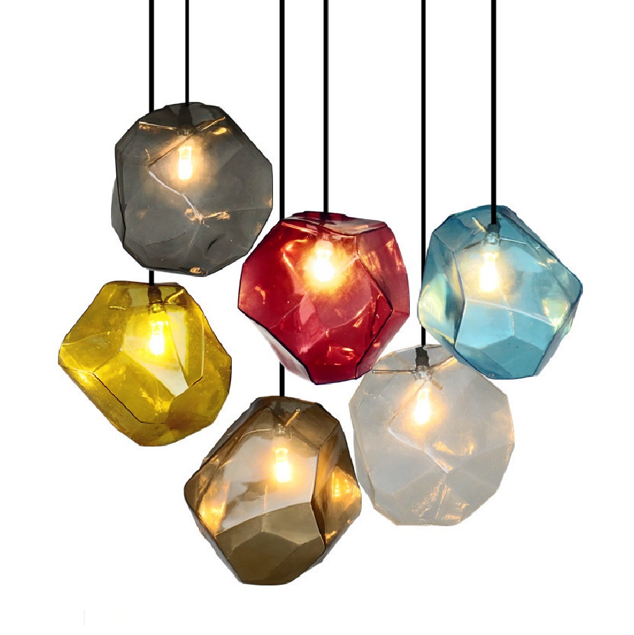 Colorful Seeded Glass industrial estilo One luminária LED Close to luminária de teto com Glass Shade pendente