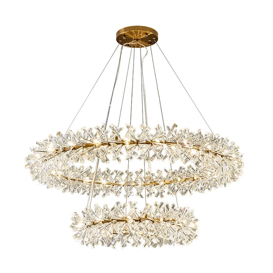 cristal Luxury lustre lâmpada AC110V 220V Lustre LED lustre Living iluminação e hotel luminárias Double Ring Design moderno Gold