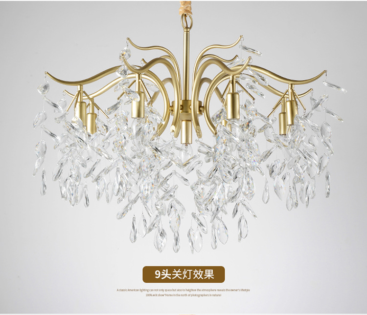 American cristal lustre moderno simples sala de estar quarto sala de jantar lâmpada French simples European luminária Luxury lâmpada