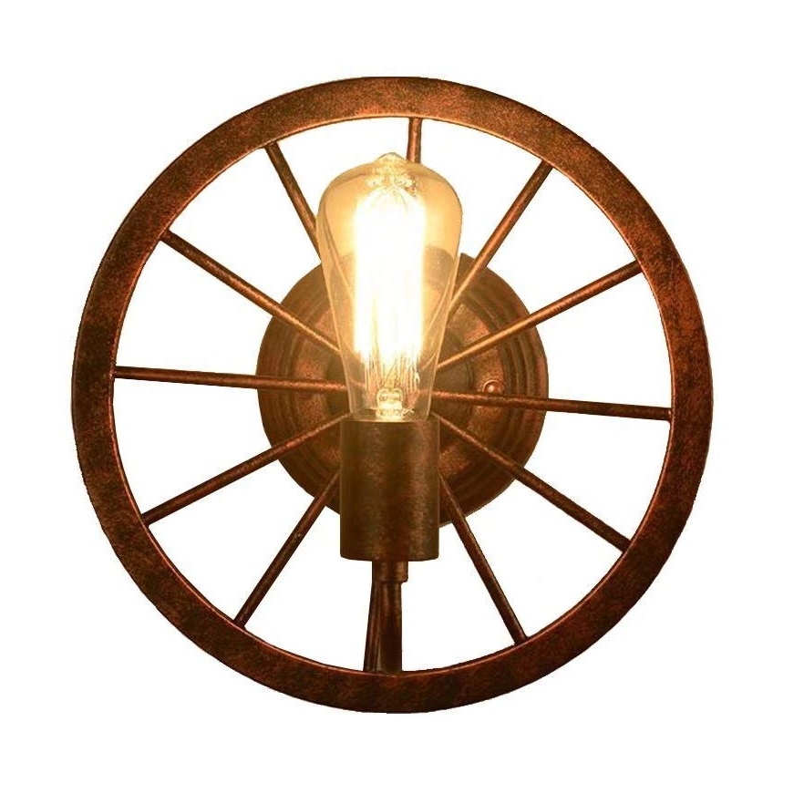 Metal vintage redondo Turntable estilo industrial Wall luminária com retrô estilo para bar